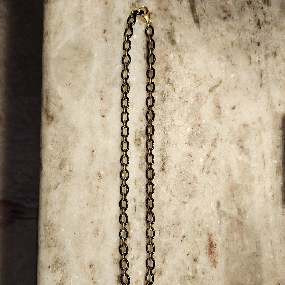 RARE MONICA RICH KOSANN AUDREY BLACK CERAMIC 18K GOLD 18" PENDANT NECKLACE CHAIN